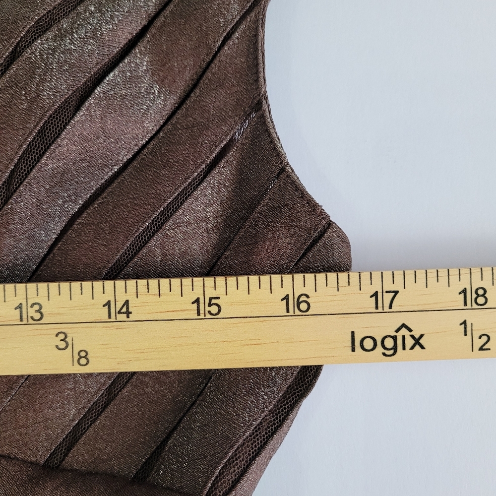 Adrianna Papell Brown Sheen Tiered Wrap Cocktail Dress - Picture 7 of 11